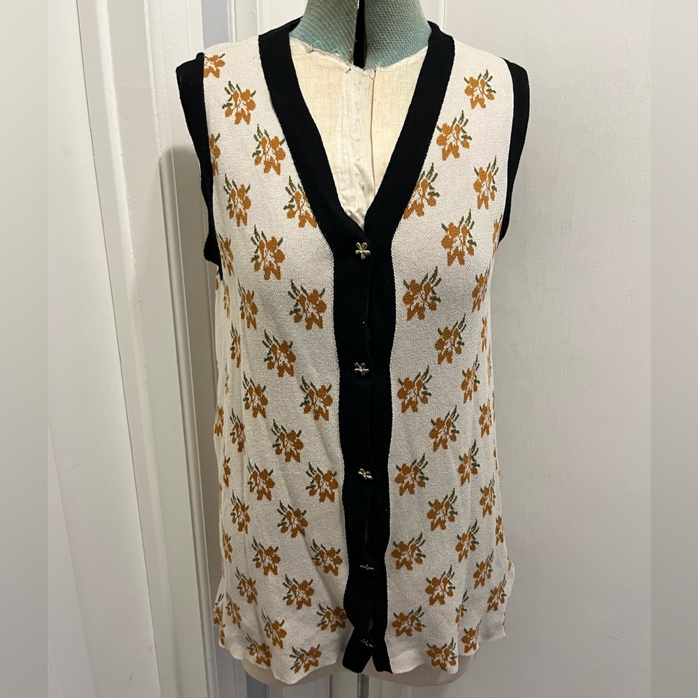 Zara Sweater Vest with Flower Buttons